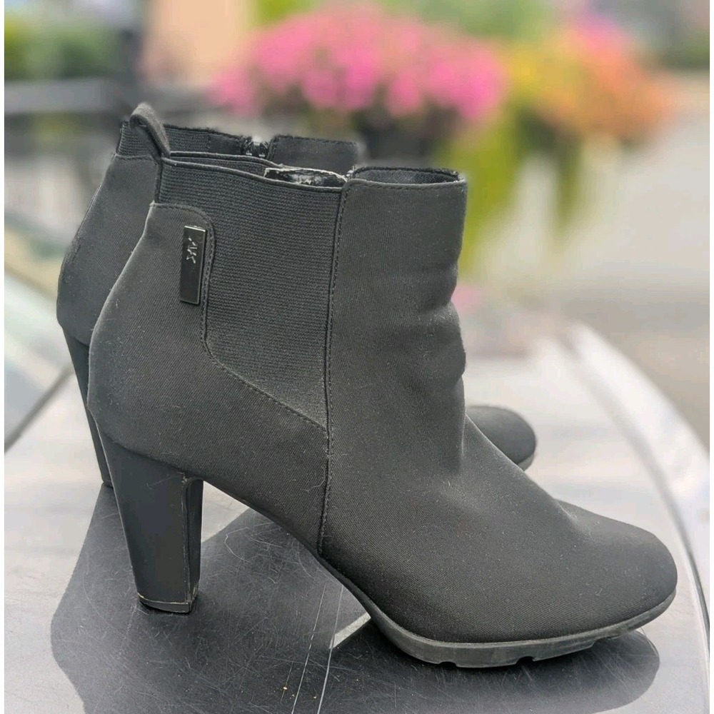 Y2K Black Fabric Ankle Booties Almond Toe Anne Klein‎ Xposure AK Sport 10